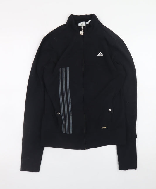 Adidas Womens Black Size 12 Slim Fit Full Zip Sports Jacket