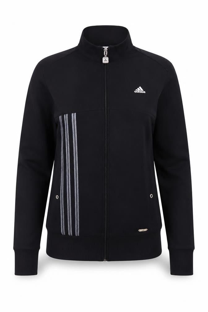 Adidas Womens Black Size 12 Slim Fit Full Zip Sports Jacket