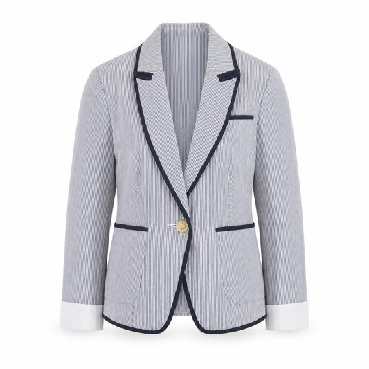 New Look Women's Blue Striped Blazer UK 8 Slim Fit Classic Style