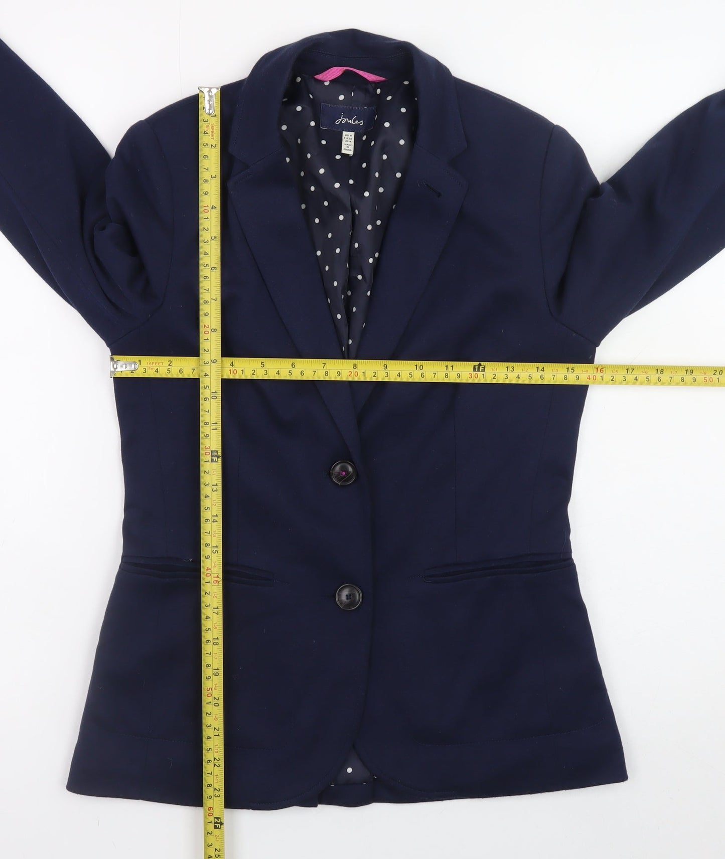Joules Womens Navy Blue Blazer Size 8 Regular Lined Jacket