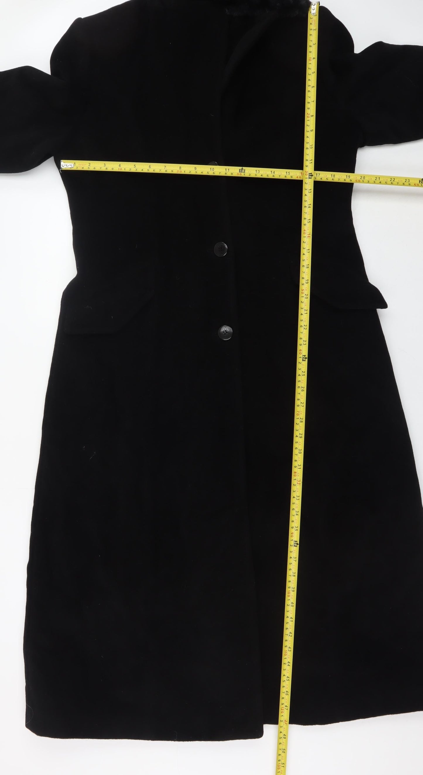 Klass Collection Women's Black Wool Alpaca Long Overcoat Size 14