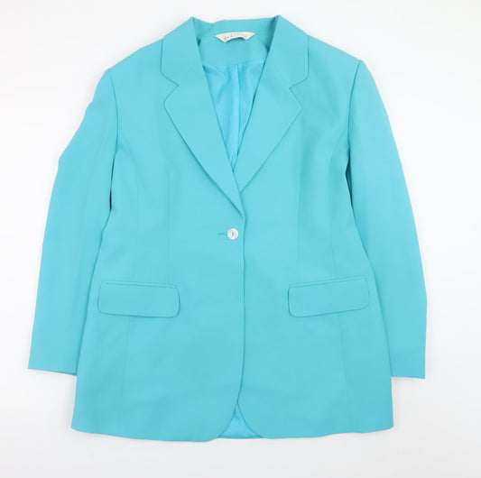 Modern Classics Women Blue Single-Breasted Blazer UK 18 Polyester Lined