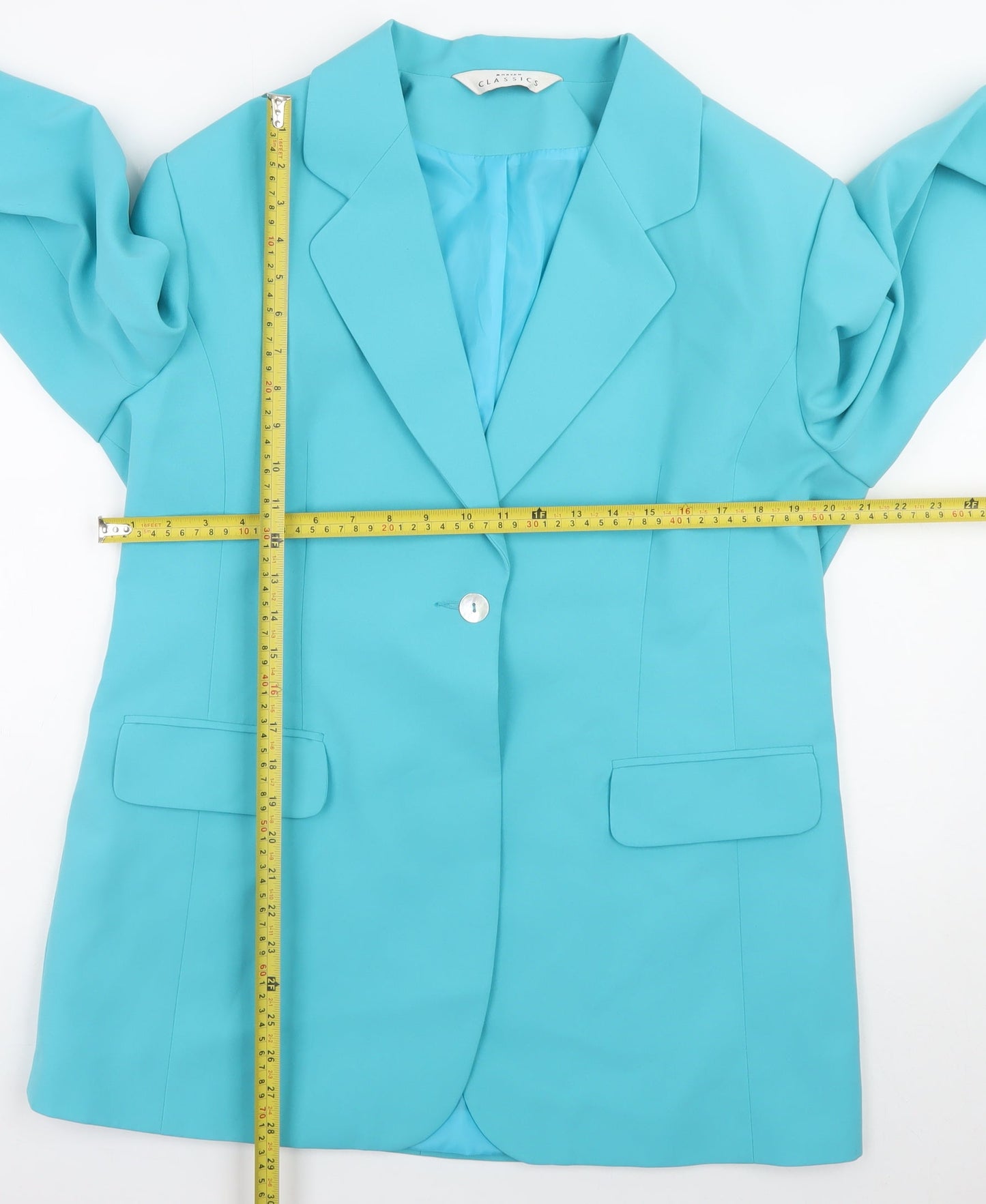Modern Classics Women Blue Single-Breasted Blazer UK 18 Polyester Lined