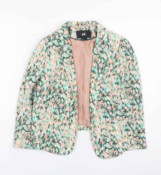 H&M Women's Multicoloured Blazer Size 8 Lightweight Lined Jacket