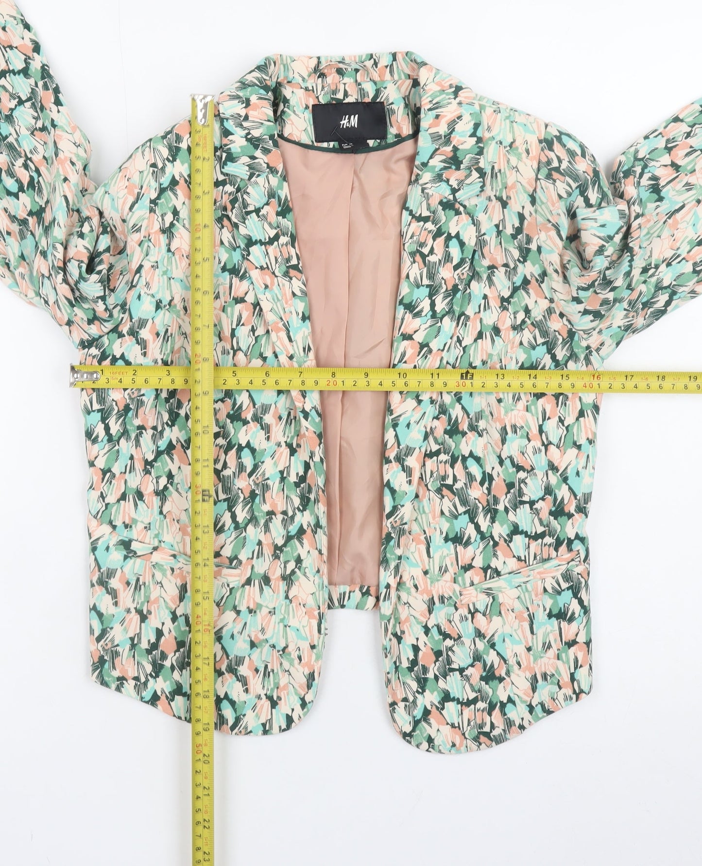 H&M Women's Multicoloured Blazer Size 8 Lightweight Lined Jacket