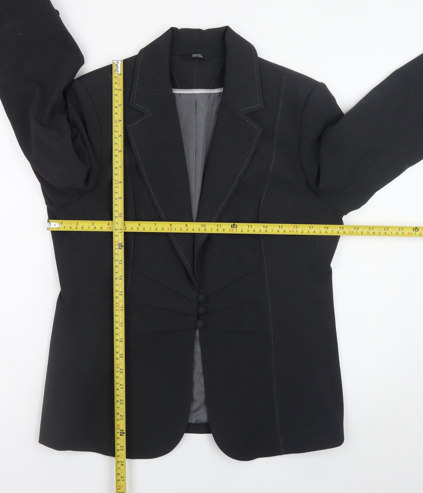 Marks and Spencer Women Black Size 16 Blazer Jacket Workwear