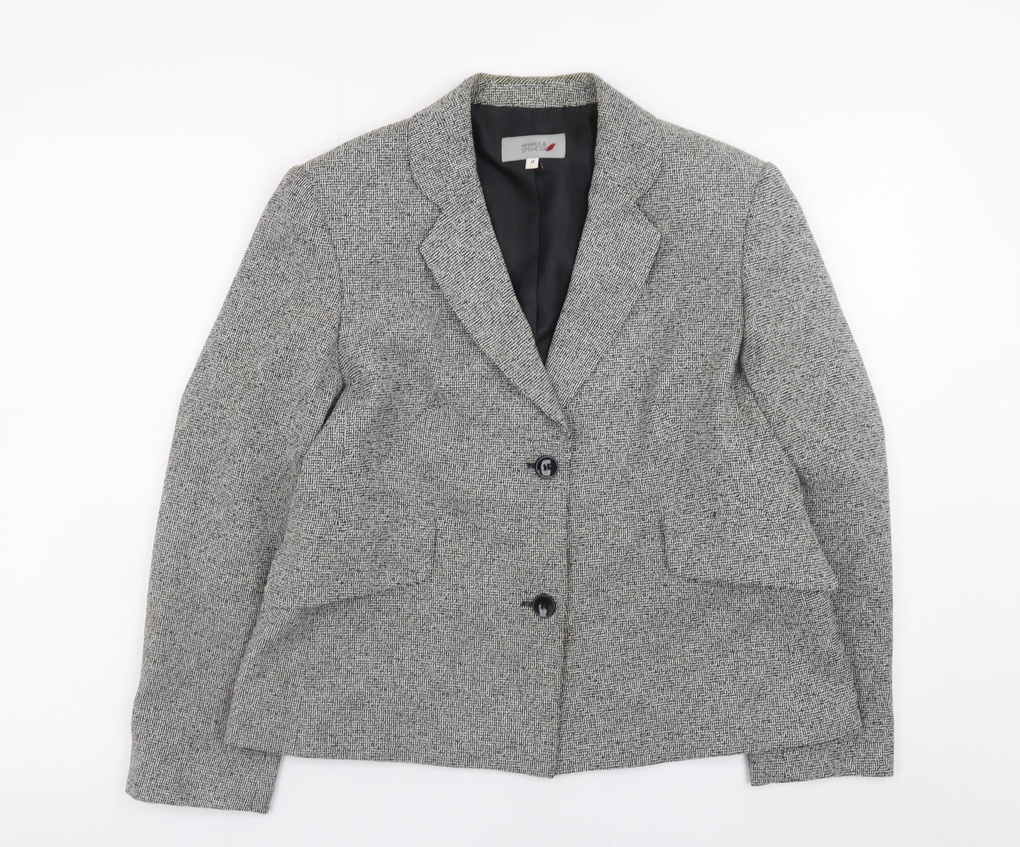 Marks and Spencer Women’s Grey Check Blazer Jacket Size 14