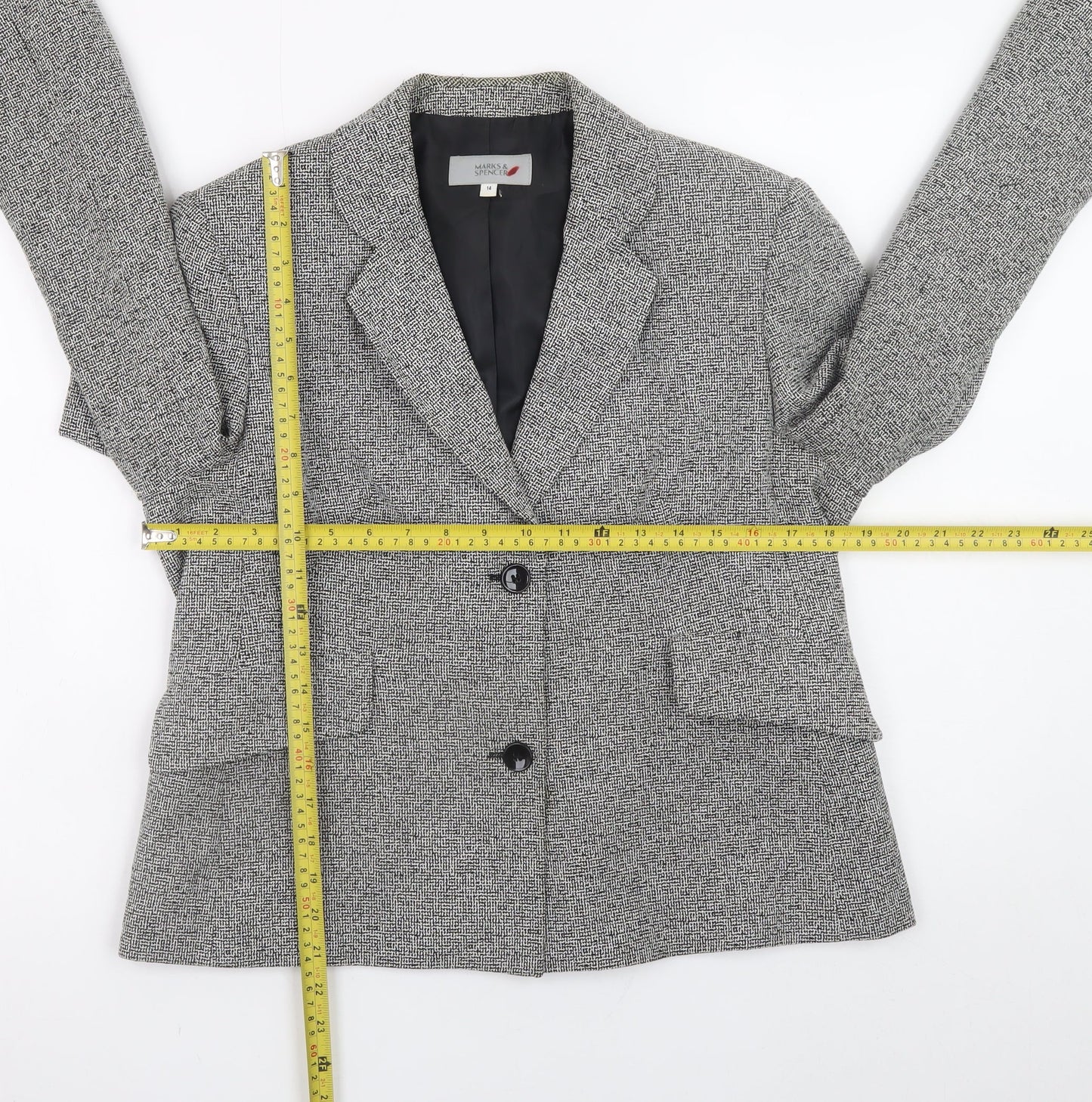 Marks and Spencer Women’s Grey Check Blazer Jacket Size 14