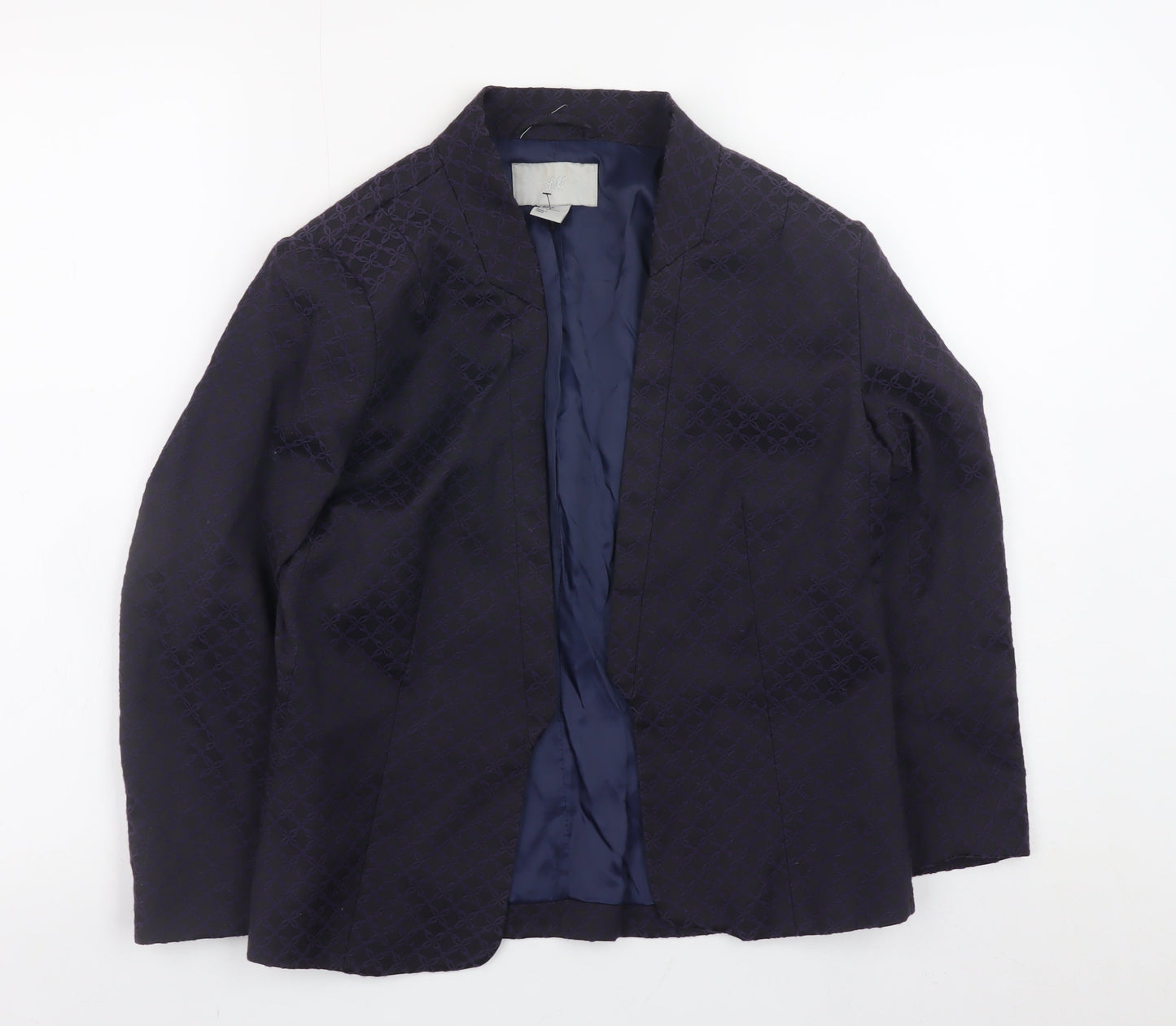H&M Women Black Cotton Blend Blazer Jacket Size 8