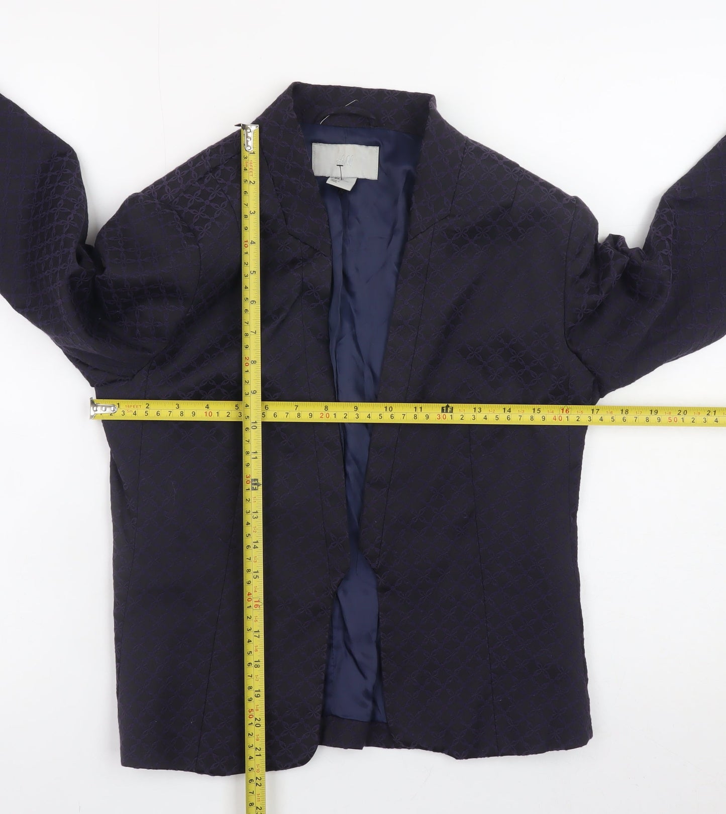 H&M Women Black Cotton Blend Blazer Jacket Size 8