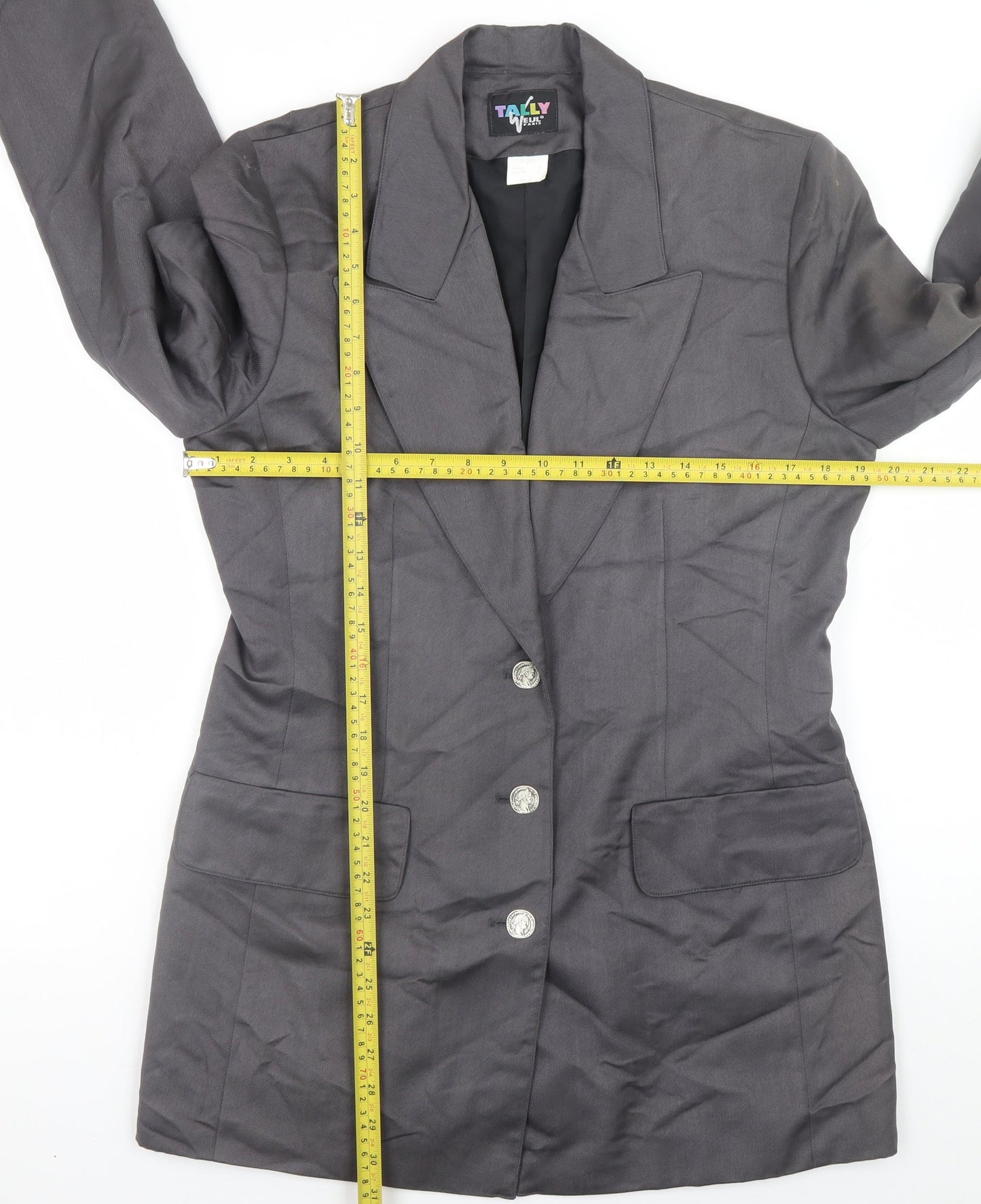 Tally Weijl Women’s Grey Long Blazer Jacket Size 14