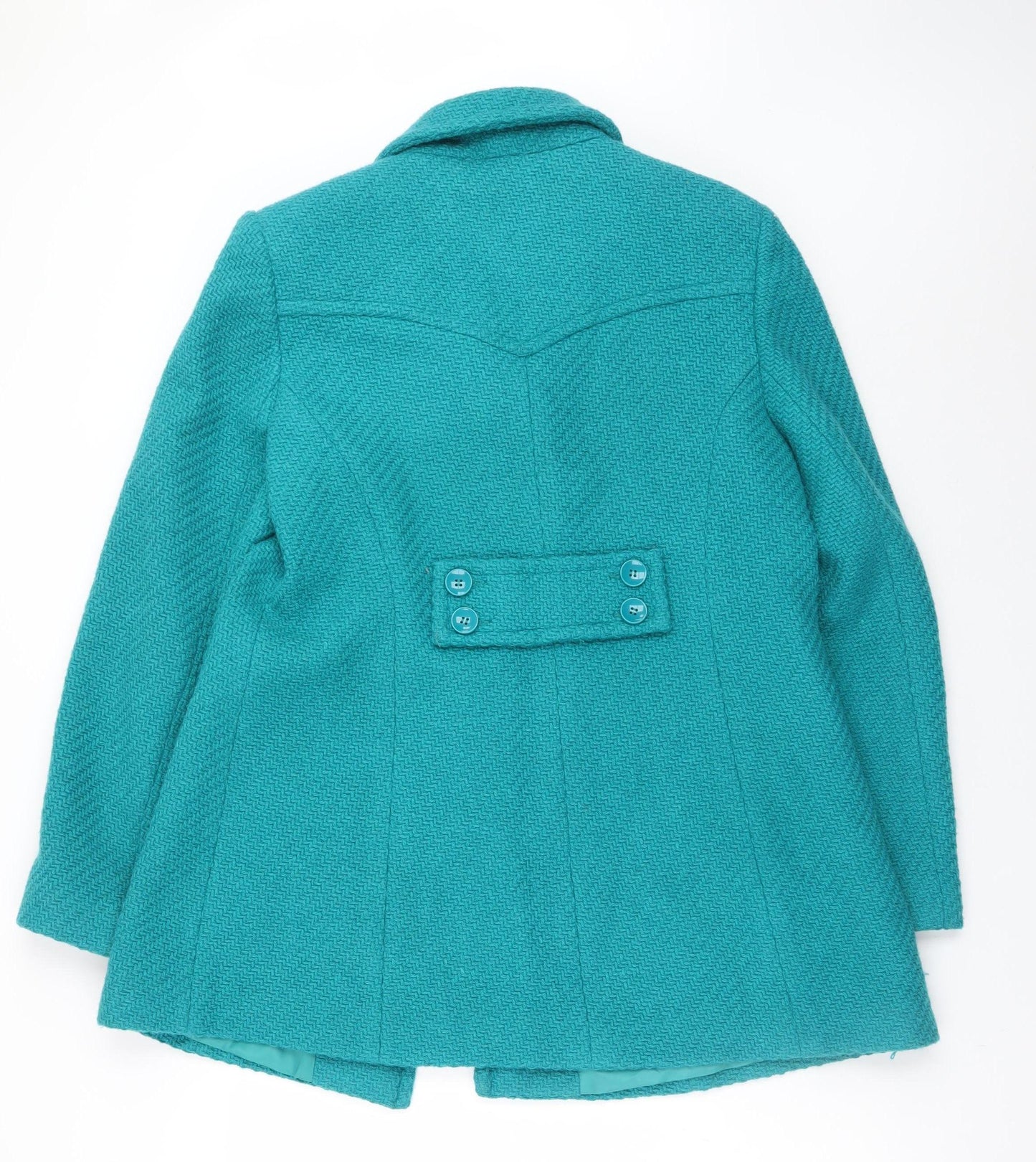 Red Herring Womens Teal Wool Blend Double Breasted Coat Size 16