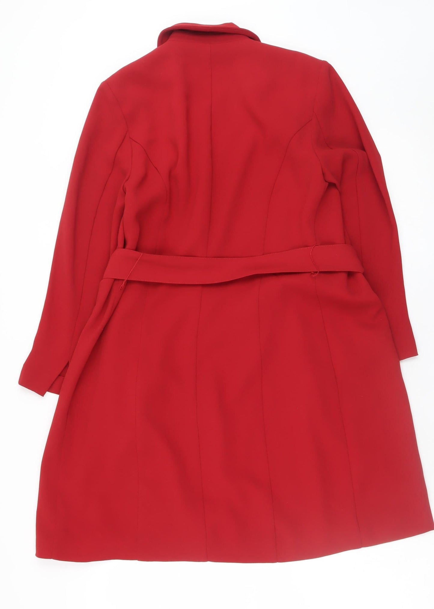 H&M Women’s Red Belted Trench Coat Size 6 Regular Fit