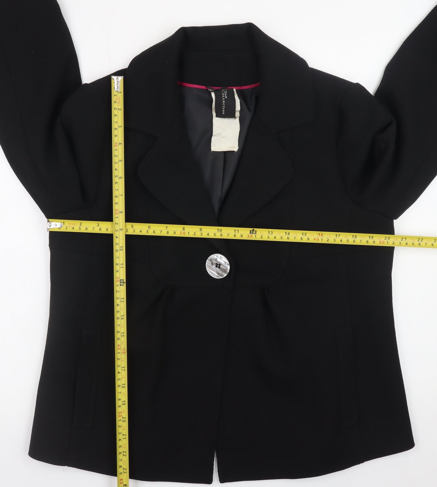 E-vie Women’s Black Blazer UK 16 Short Single Button Jacket