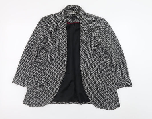 Topshop Women’s Black Geometric Wool Blend Blazer UK 12