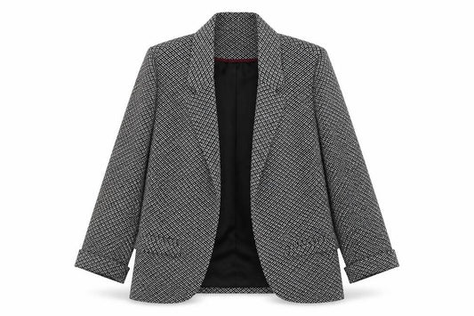 Topshop Women’s Black Geometric Wool Blend Blazer UK 12