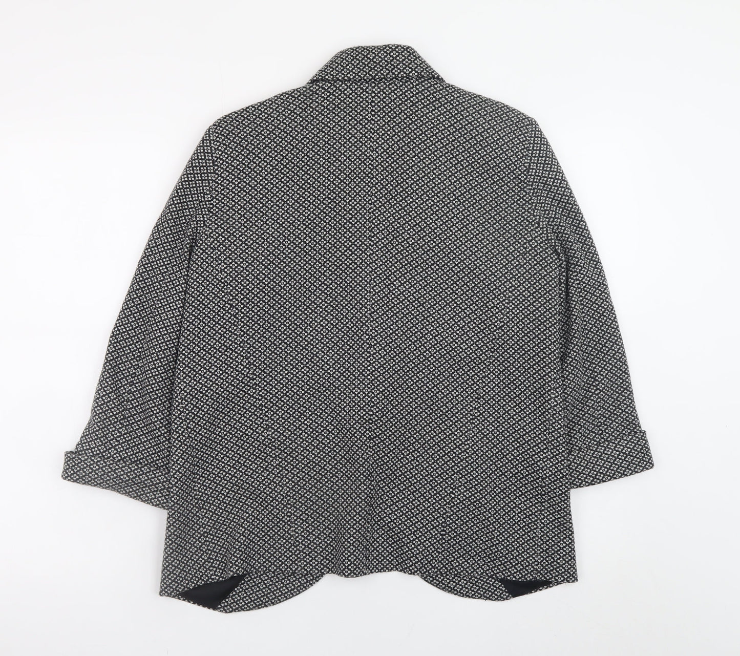 Topshop Women’s Black Geometric Wool Blend Blazer UK 12