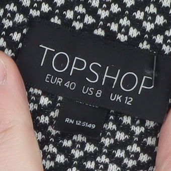 Topshop Women’s Black Geometric Wool Blend Blazer UK 12