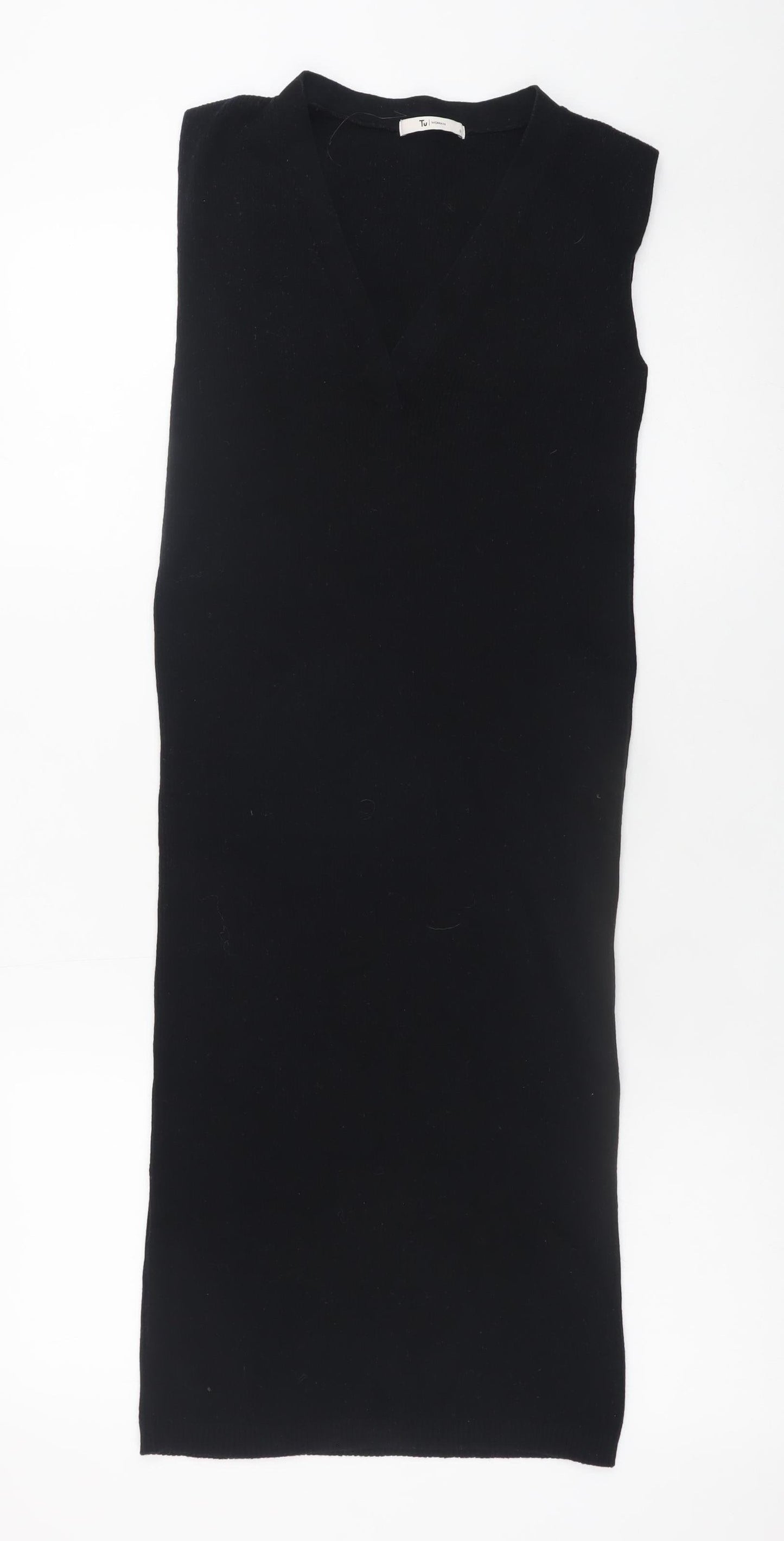 Tu Women’s Black Cotton Bodycon Knit Sleeveless Dress Size 8