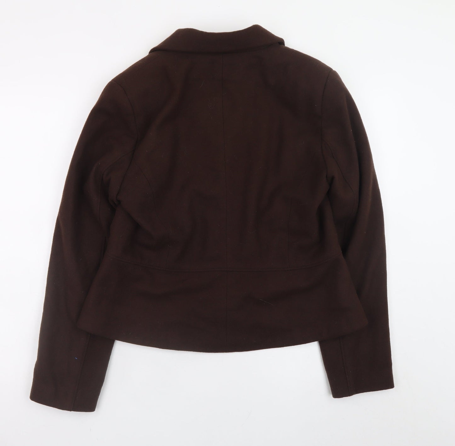 Hennes Women Brown Wool Blend Embroidered Blazer Jacket Size 16