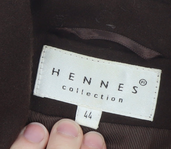 Hennes Women Brown Wool Blend Embroidered Blazer Jacket Size 16