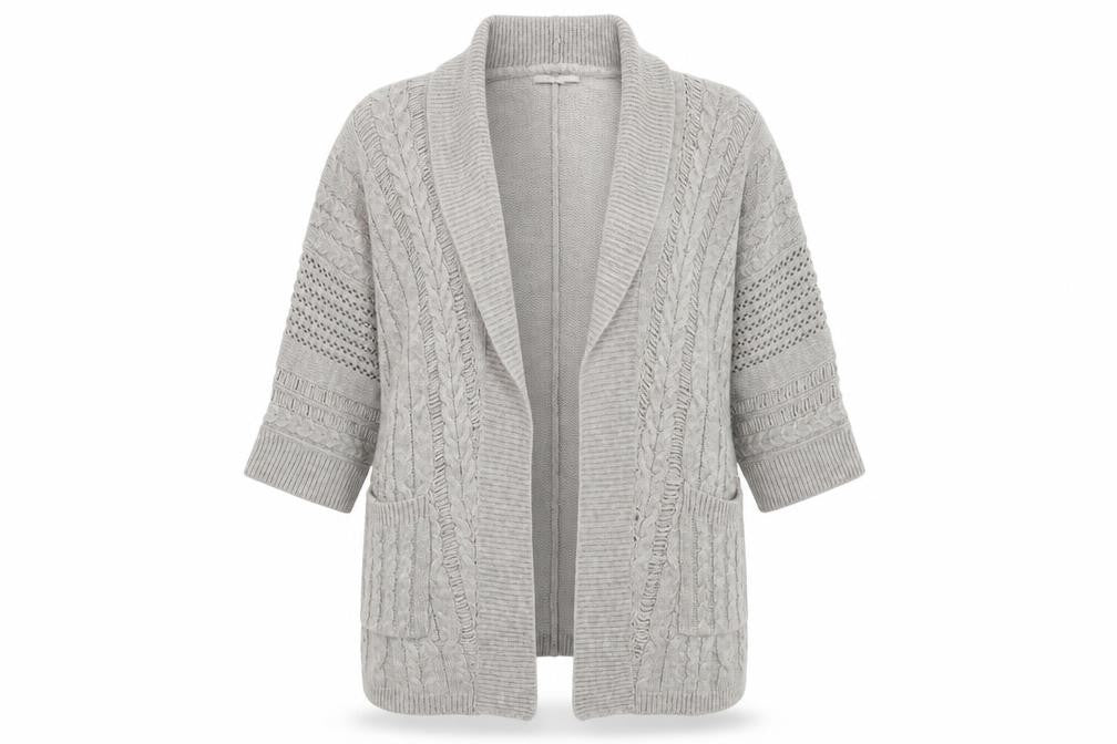 Next Women’s Grey Cable Knit Open Front Cardigan L