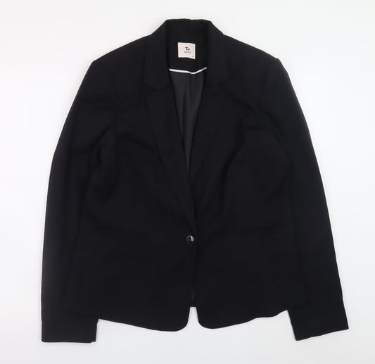 Tu Women Black Regular Fit Blazer Size 16 Lined Work Jacket