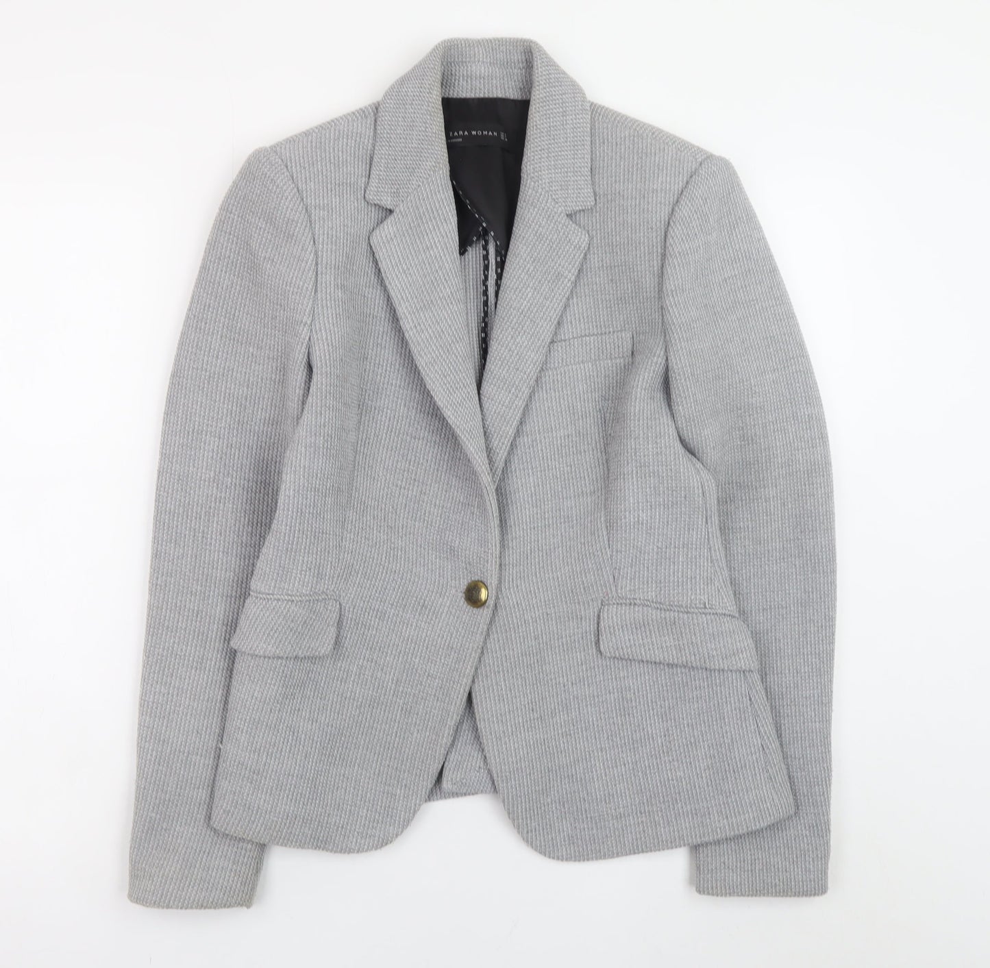 Zara Woman Grey Wool Blend Blazer Jacket Medium UK 12