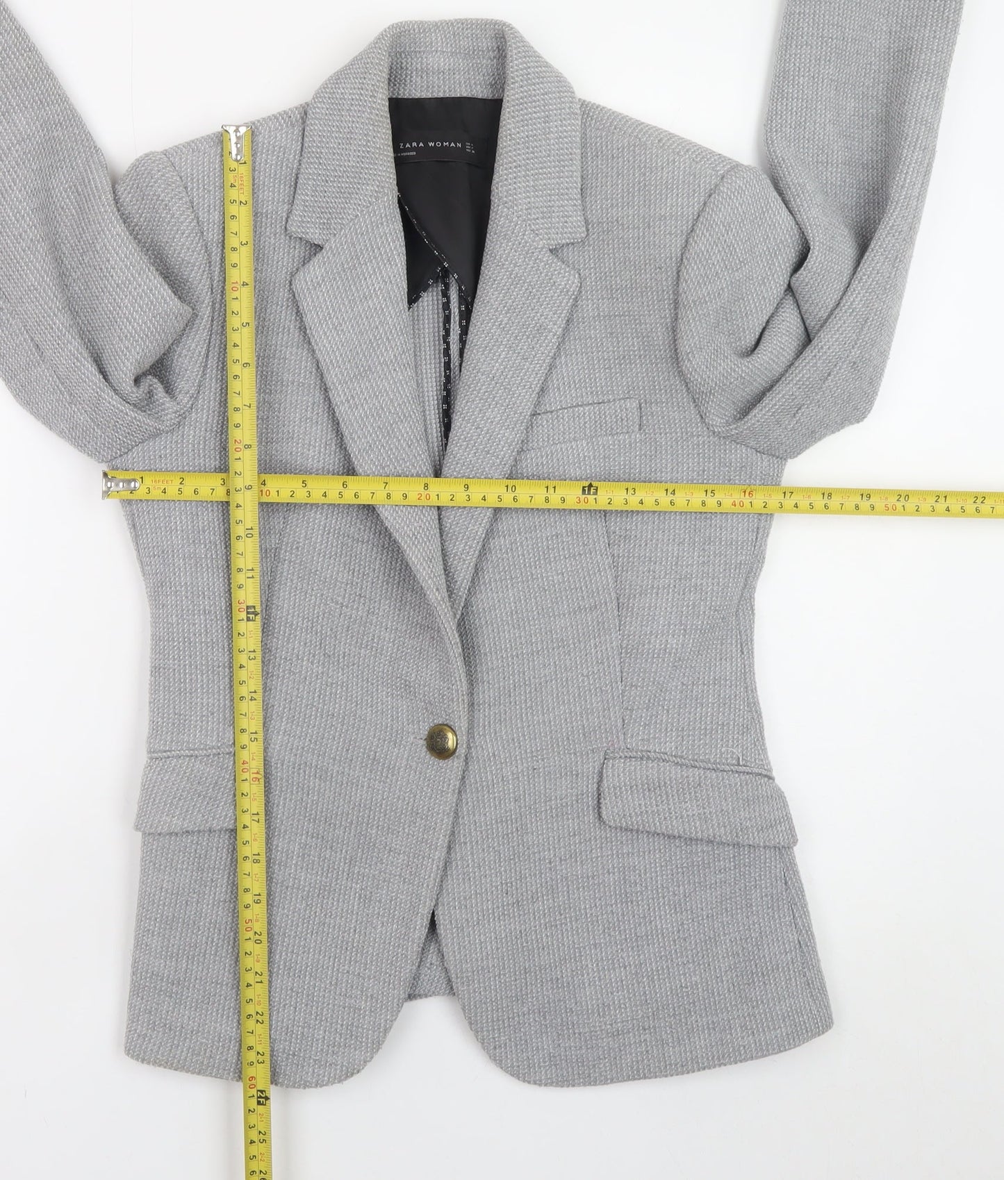Zara Woman Grey Wool Blend Blazer Jacket Medium UK 12