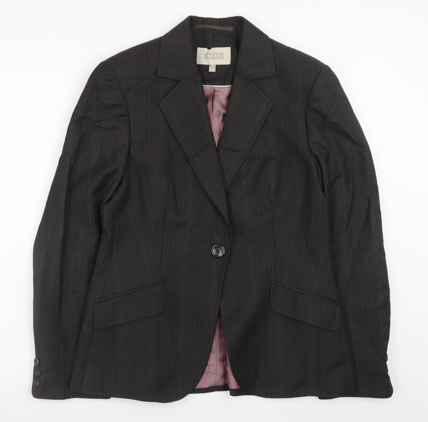 Next Womens Black Wool Blend Pinstripe Blazer Size 12