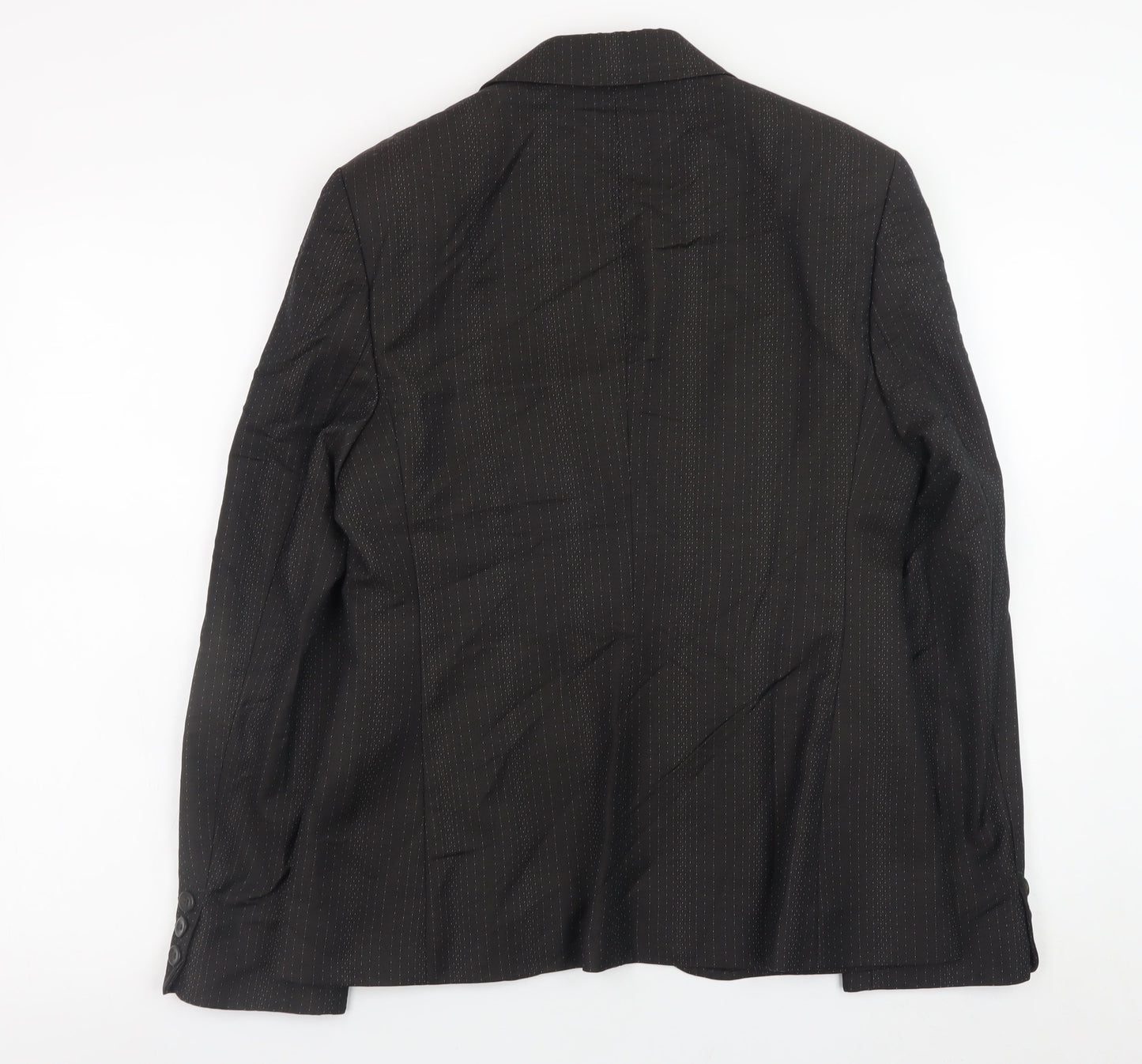 Next Womens Black Wool Blend Pinstripe Blazer Size 12