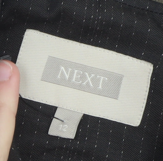Next Womens Black Wool Blend Pinstripe Blazer Size 12