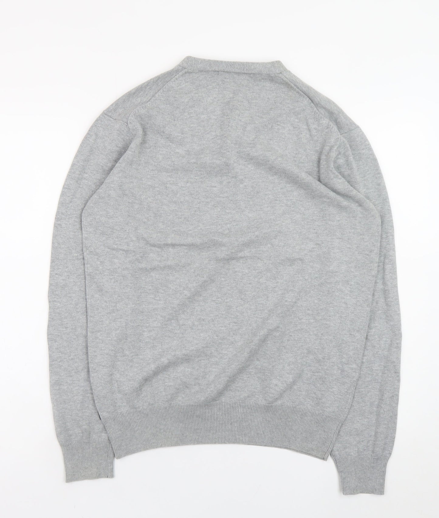 Peter Werth Men's Grey Cotton Henley Jumper Size M