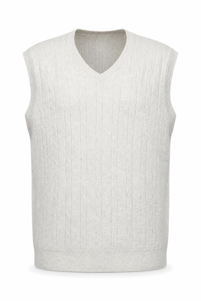 Marks & Spencer Men Ivory Cable Knit Cotton Vest L