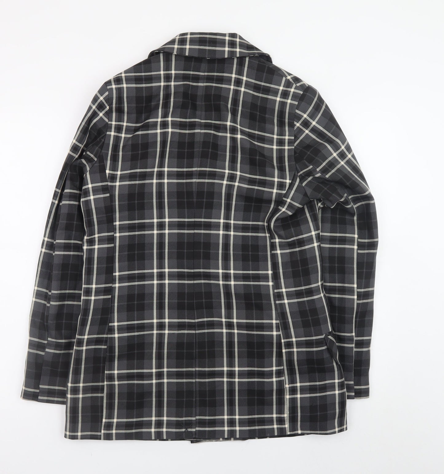 Primark Women's Black Check Blazer Size 12 Classic Lined Workwear Jacket