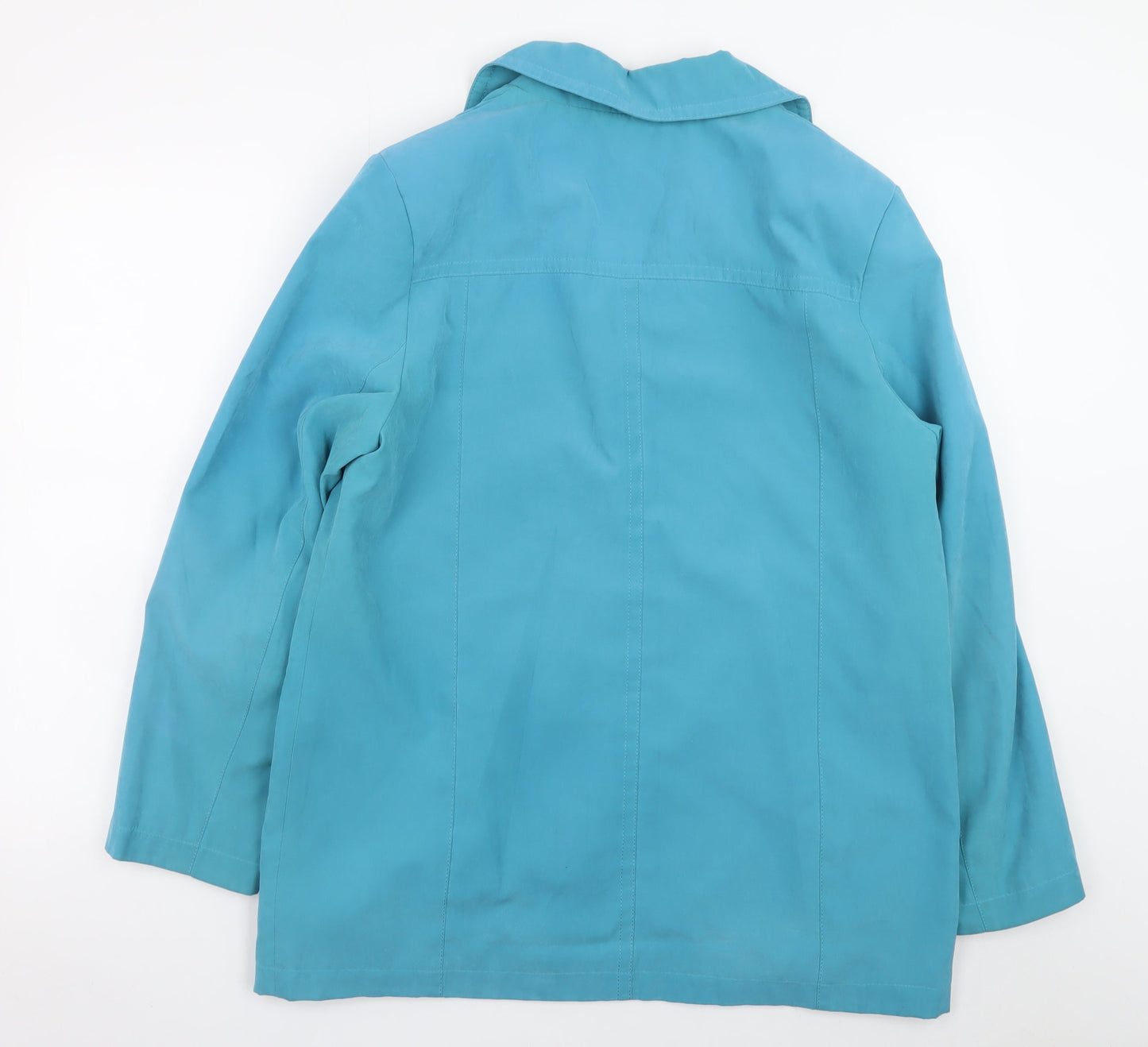 EWM Women Blue Size 14 Mid-Length Button Jacket