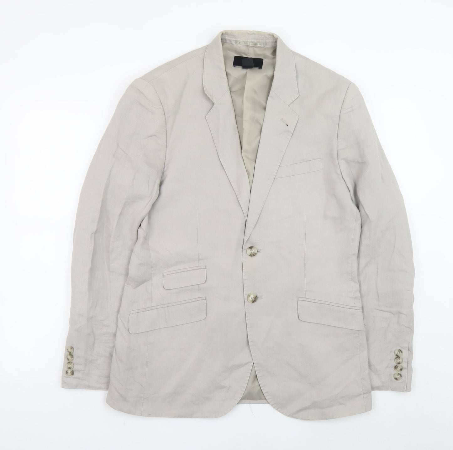 H&M Women’s Beige Linen Blend Blazer Size 20 Regular Fit