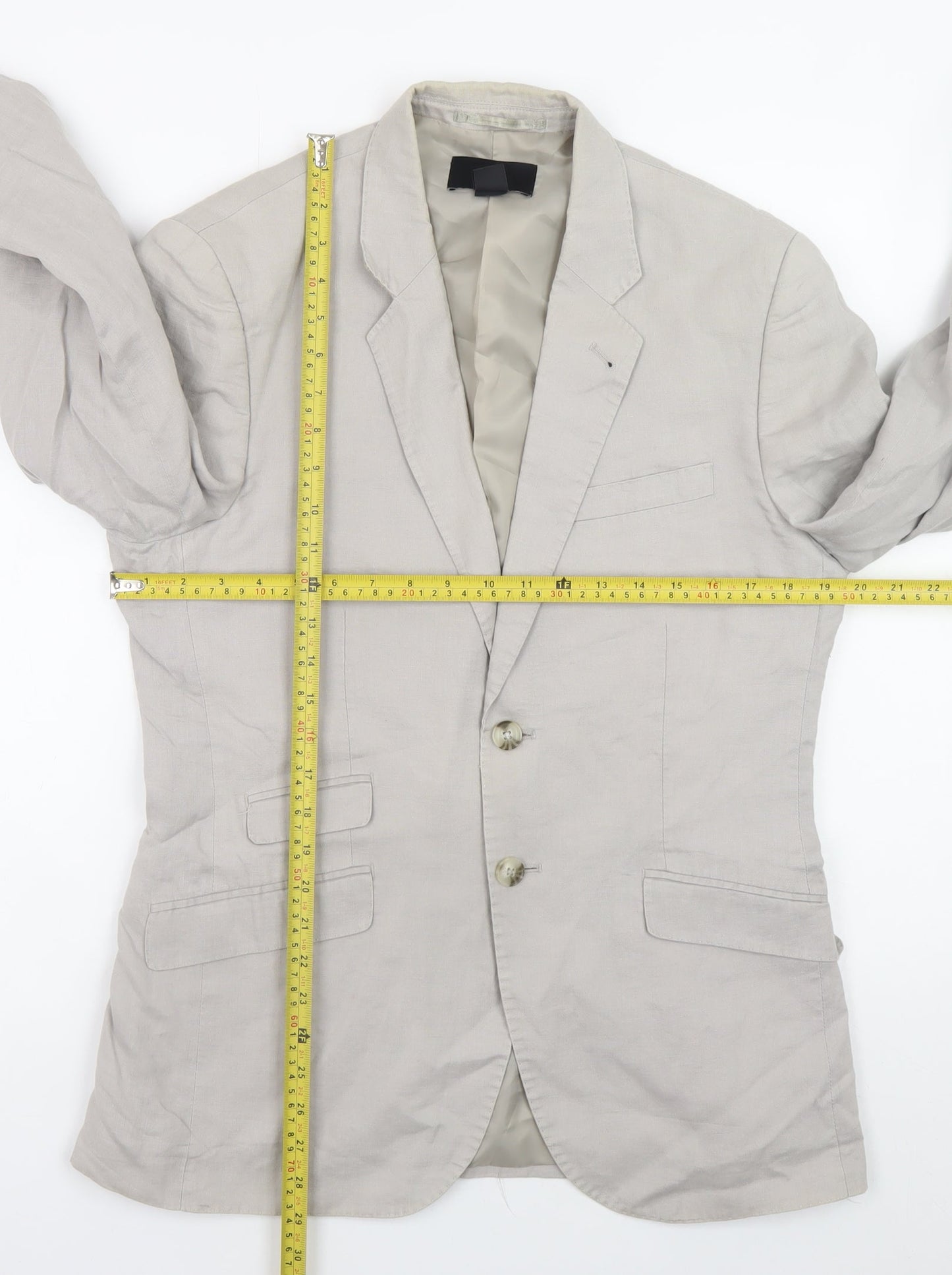 H&M Women’s Beige Linen Blend Blazer Size 20 Regular Fit