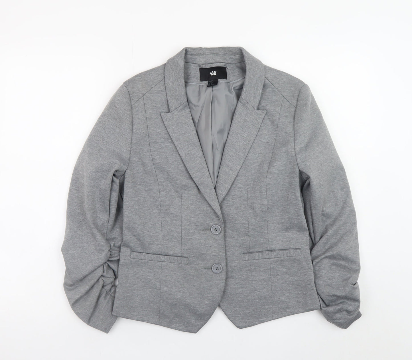 H&M Women’s Grey Blazer Size 14 Regular Fit Lined Jacket
