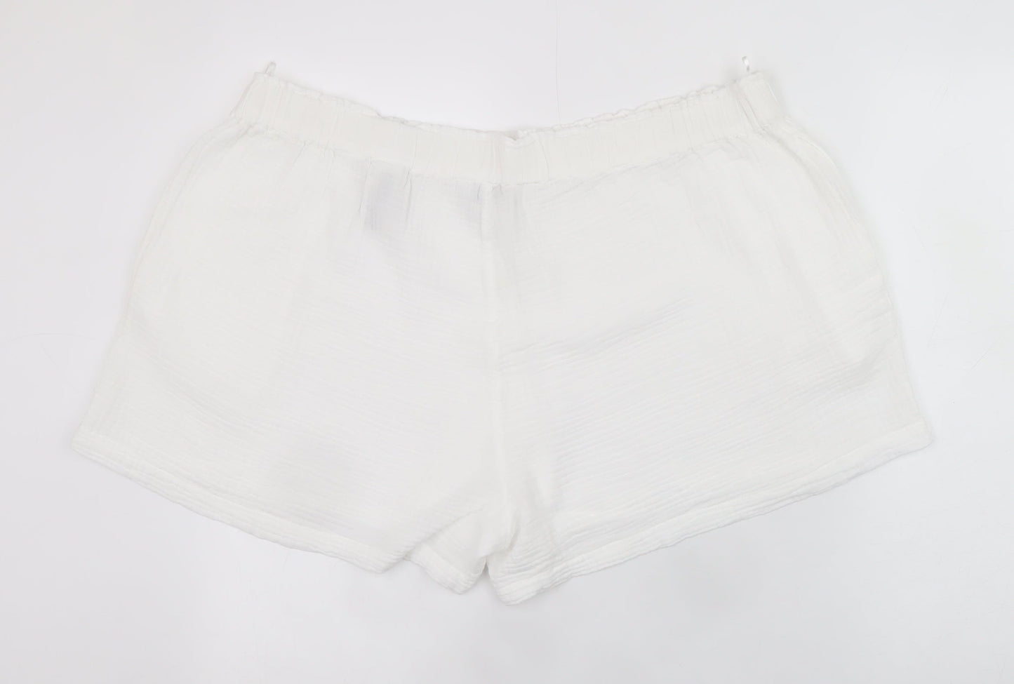Marks and Spencer Women White Cotton Relaxed Shorts Size 22