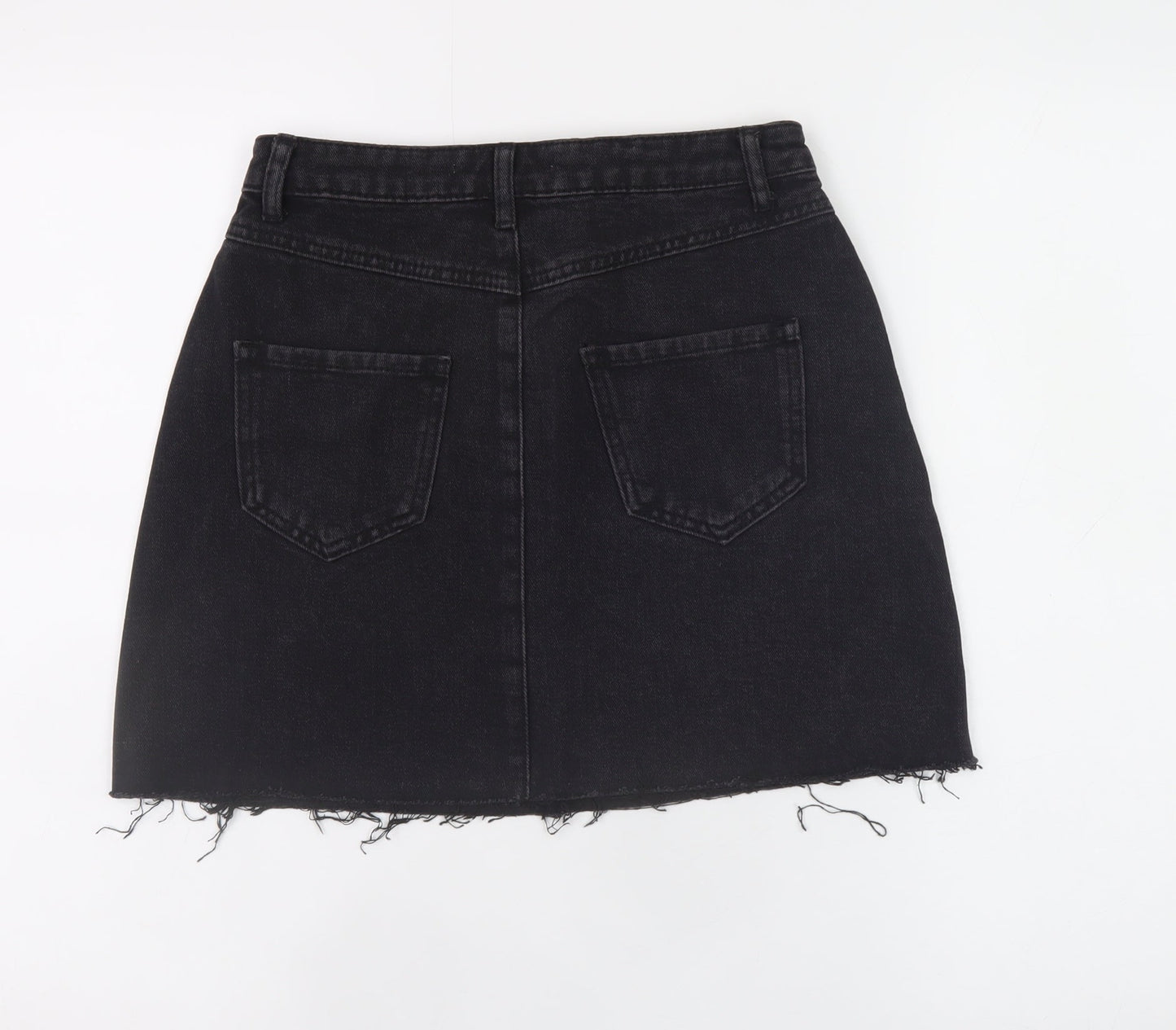 Denim Co. Womens Black Studded A-Line Denim Skirt Size 6