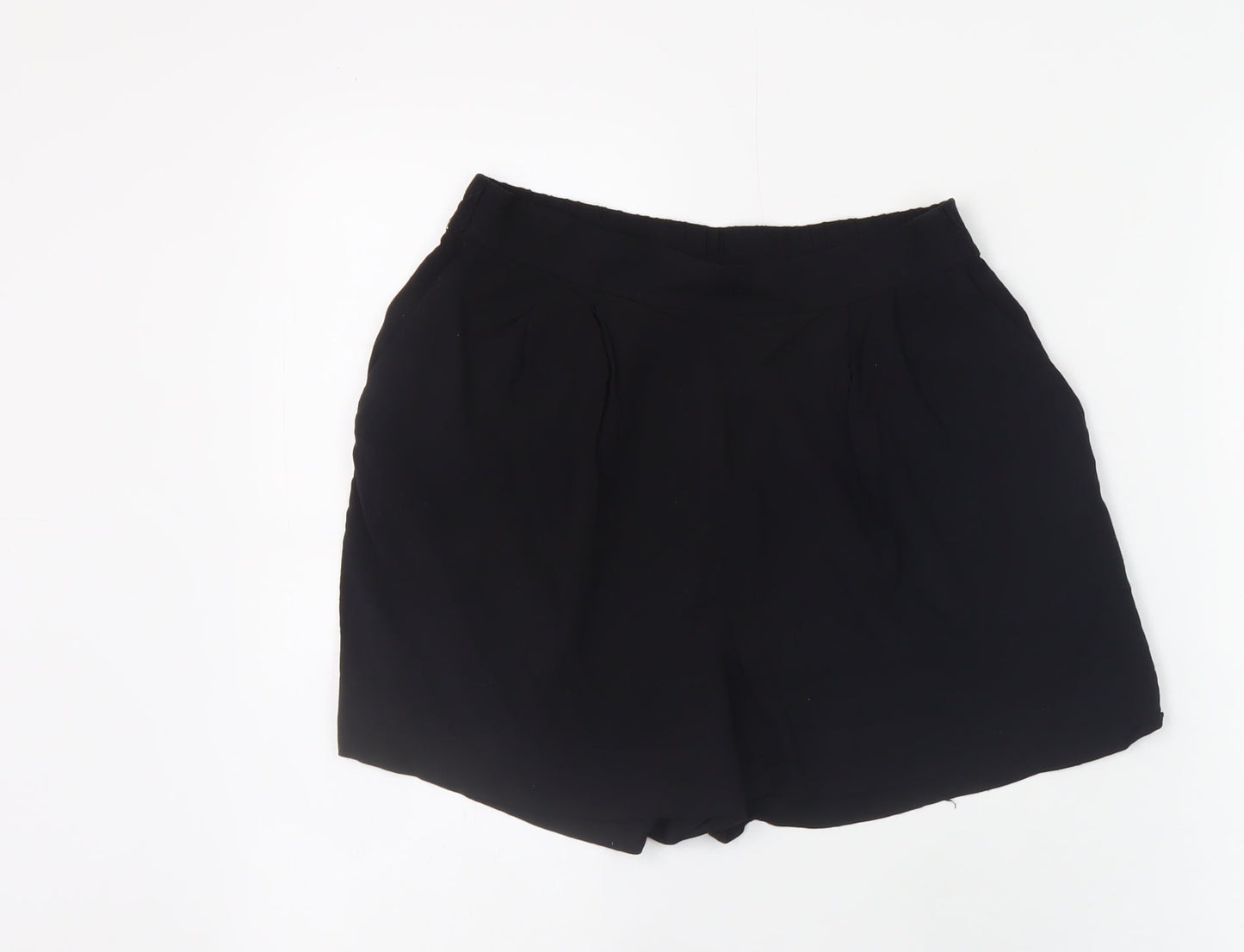 H&M Women Black Viscose Shorts Size 6 High Waist Relaxed Fit