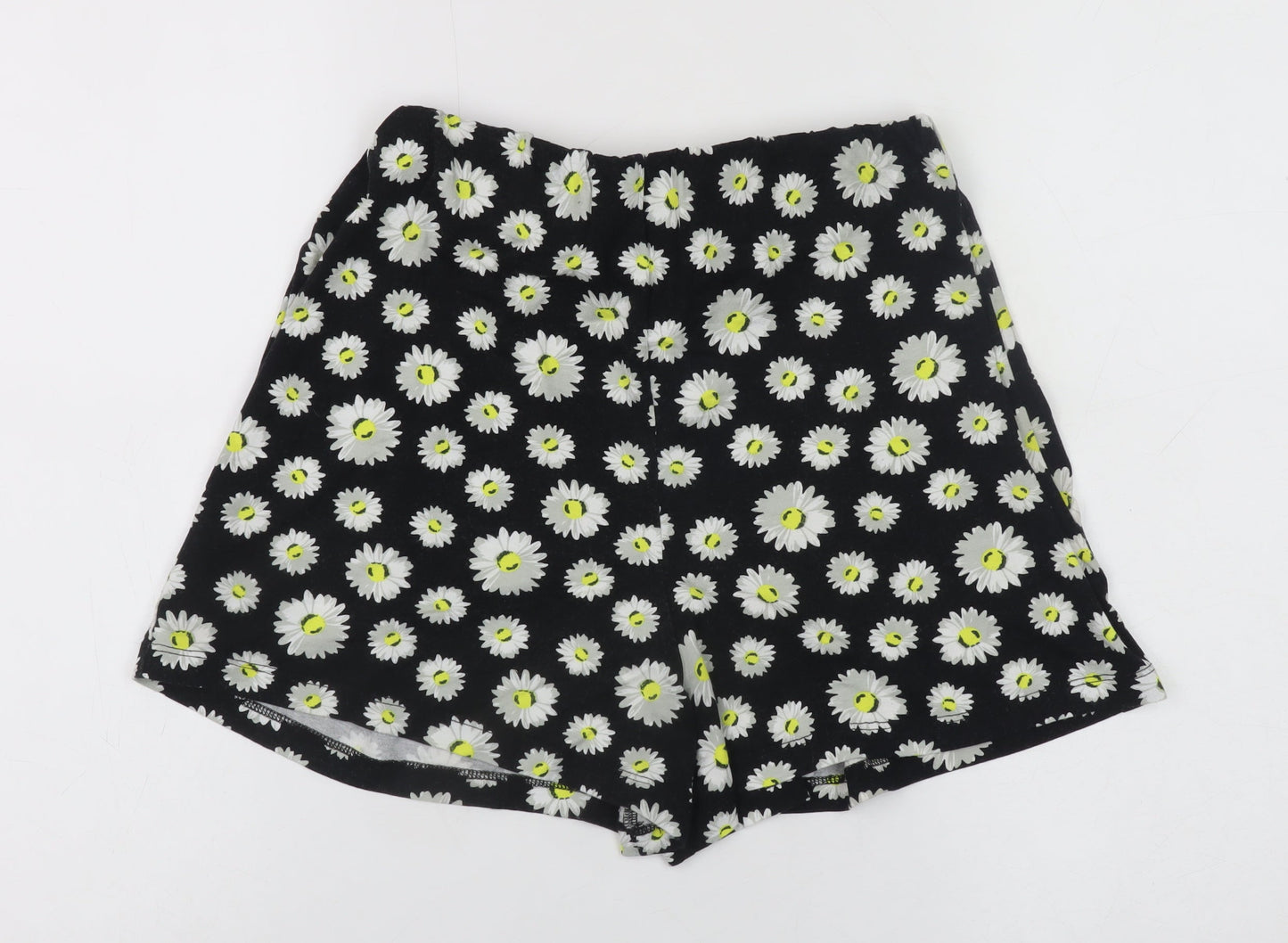 ASOS Womens Black Floral Daisy Print Viscose Relaxed Shorts Size 8