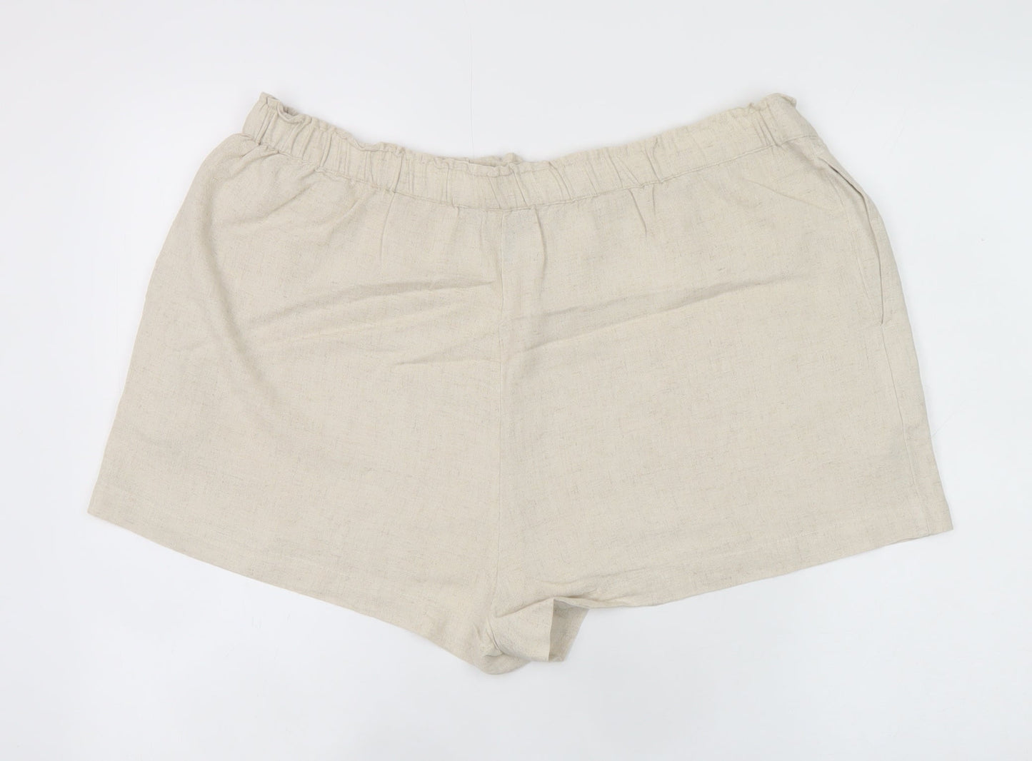 New Look Women Beige Linen Blend Casual Shorts Size 18