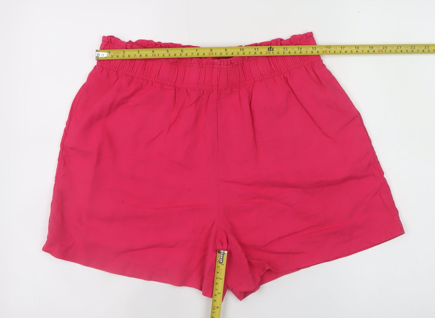 New Look Womens Pink Linen Blend Paperbag Shorts Size 12