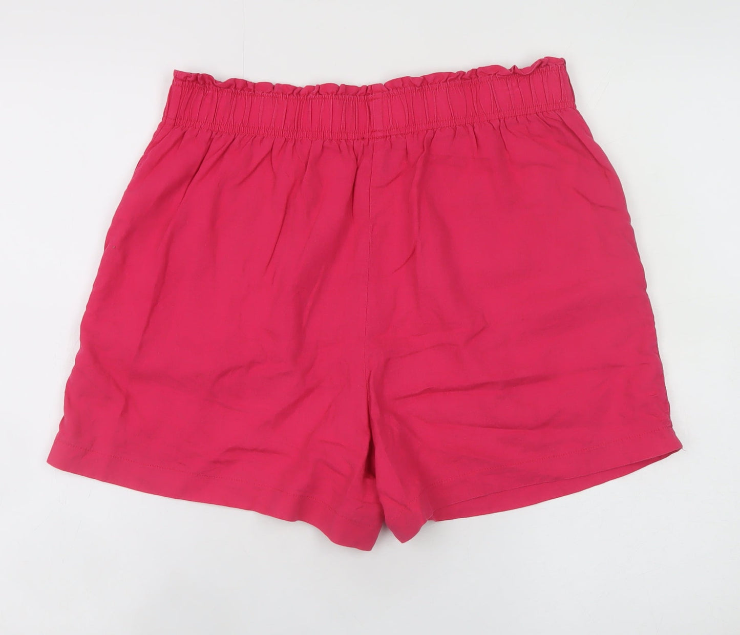 New Look Womens Pink Linen Blend Paperbag Shorts Size 12