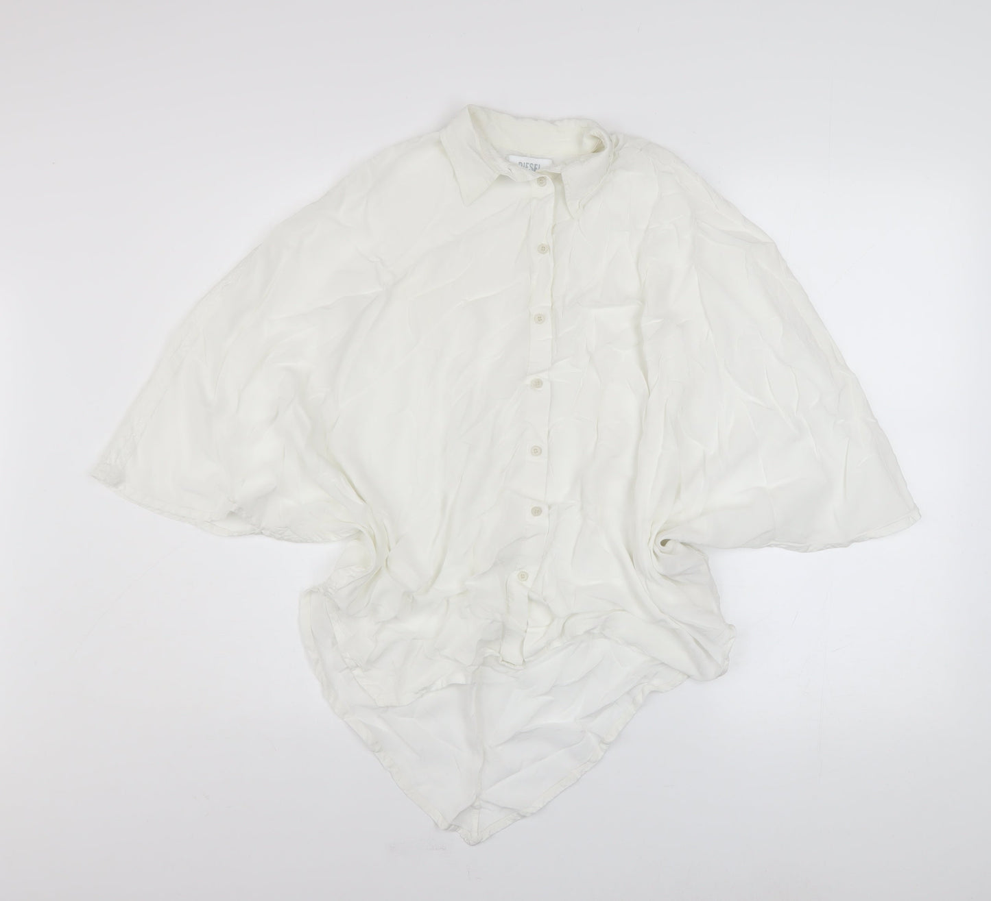 Diesel Women White Relaxed Kimono Button-Up Shirt Size S