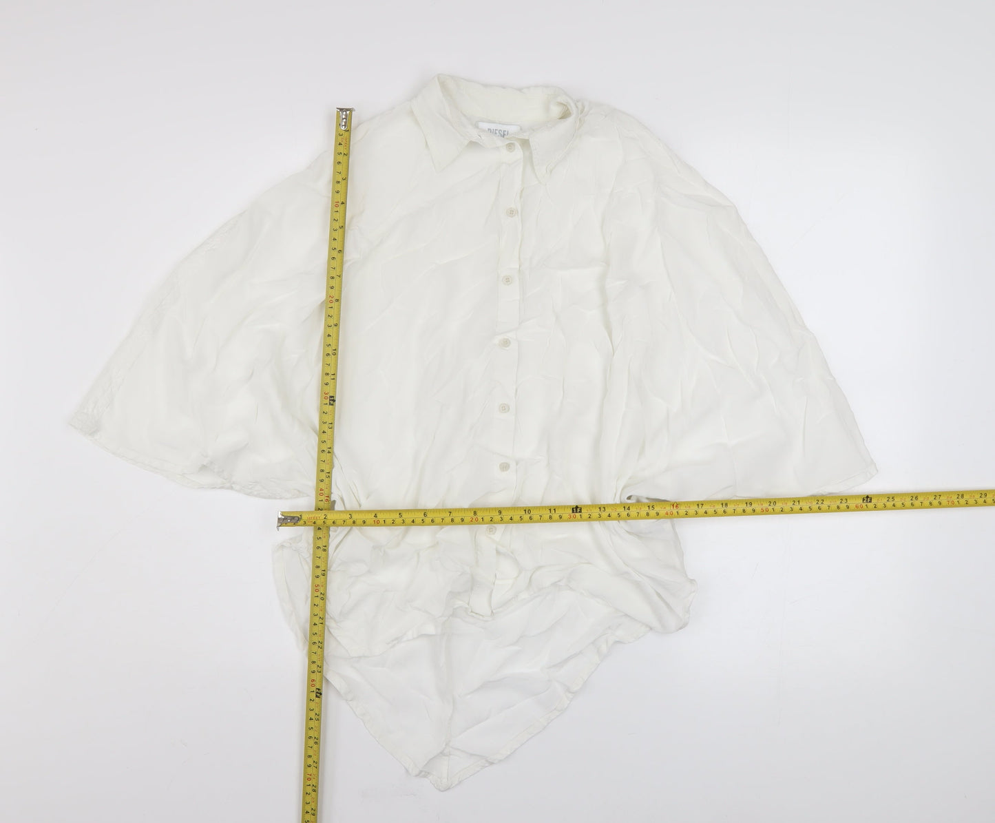 Diesel Women White Relaxed Kimono Button-Up Shirt Size S