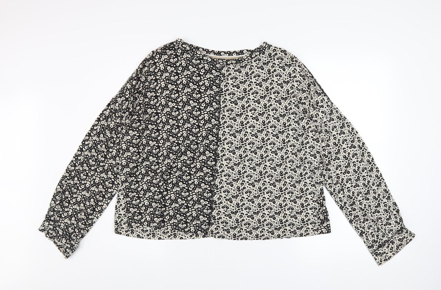 Next Women’s Black Floral Long Sleeve Blouse Size 10 Viscose Mix