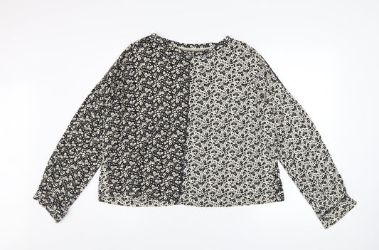 Next Women’s Black Floral Long Sleeve Blouse Size 10 Viscose Mix